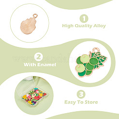 56Pcs 14 Styles Fruits Alloy Enamel Pendants&nbsp;FIND-TA0009-63