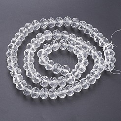 変色防止の手作りガラスビーズ  ファセットロンデル  透明  16x12mm  穴：1mm  約48個/連&nbsp;G02YI016