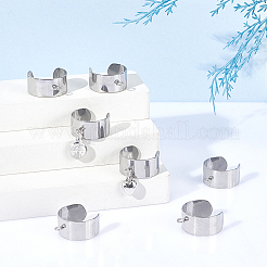 304ステンレススチール製オープンカフリング部品12個  ループリングベース  ステンレス鋼色  穴：2.5mm  usサイズ8 1/2(18.5mm)&nbsp;STAS-UN0058-26