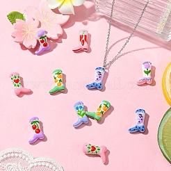 14Pcs 7 Colors Painted Glass Beads Enamel Beads&nbsp;LAMP-CJ0002-43