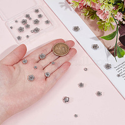 30個 3スタイル 304ステンレススチールビーズ  ローズ  ステンレス鋼色  5~10x5~10x3~6mm  穴：0.8~1.4mm  10個/スタイル&nbsp;STAS-UN0064-71P
