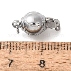 ラックメッキ真鍮ボックスクラスプ  ラウンド  プラチナ  15x7.5mm&nbsp;KK-G448-06P-01