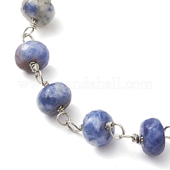 Rondelle Natural Blue Spot Jasper Links Bracelets & Necklaces Sets&nbsp;SJEW-JS01295-03