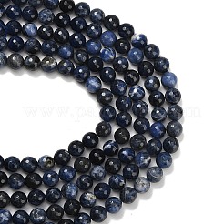 天然石ソーダライトビーズ連売り  多面カット  ラウンド  12mm  穴：1.2mm  約32~33個/連  14.76~15.16''（37.5~38.5センチメートル）&nbsp;G-C280-B02-12mm