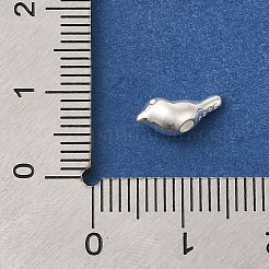 925スターリングシルバービーズ  鳥  スタンプ925個付き  銀  5x10x4mm  穴：1.6mm&nbsp;STER-G043-03S