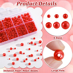 1113Pcs 6 Styles Imitation Pearl Resin Beads Strands&nbsp;RESI-PH0002-29