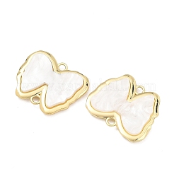 合金アクリルコネクタチャーム  白いリボンのリンク  ゴールドカラー  27.5x34x5mm  穴：3mm&nbsp;AL-E003-09G