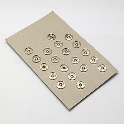 フラットラウンド鉄縫製スナップボタン  プレススタッド  プラチナ  14x5mm  穴：3mm  20セット /カード&nbsp;SNAP-R019-04P