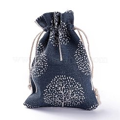黄麻布製梱包袋ポーチ  巾着袋  混合模様  14x9.5x0.4cm&nbsp;ABAG-XCP0001-05