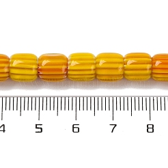 手作りのランプワークシェブロンビーズ連売り  バレル  ゴールド  8x7.5mm  穴：1.2mm  約47個/連  14.69''（37.3センチメートル）&nbsp;LAMP-K041-01B-10