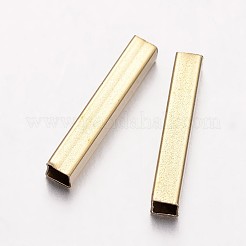 真鍮製チューブビーズ  ゴールドカラー  12x2x2mm  穴：1x1mm&nbsp;KK-O092-05