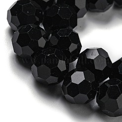 不透明ガラスビーズスタンド  ファセット（32ファセット）  ラウンド  ブラック  10mm  穴：1.8mm  約66~68個/連  24.02''~24.13''（61~61.3センチメートル）&nbsp;X-EGLA-A035-P10mm-D18