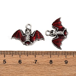 ハロウィン合金エナメルペンダント  アンティークシルバー  バット  暗赤色  15.5x22x2.5mm  穴：2mm&nbsp;ENAM-K079-01C-AS