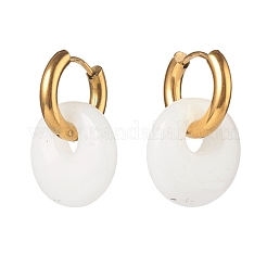 Handmade Natural White Jade Dangle Hoop Earrings&nbsp;EJEW-JE04578-05