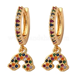 Rainbow Brass Micro Pave Cubic Zirconia Hoop Earrings&nbsp;EJEW-F384-13G