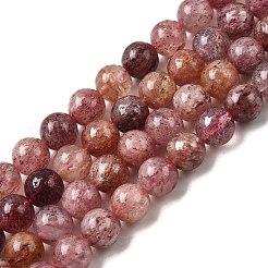 天然石ストロベリークォーツビーズ連売り  ラウンド  8mm  穴：1mm  約46個/連  15.5インチ（39.5cm）&nbsp;G-J373-16-8mm