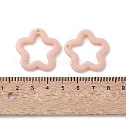 オペークアクリルパーツ  スター  桃パフ  28.5x29.5x4mm  穴：1.8mm  約349個/500g&nbsp;MACR-M042-02F
