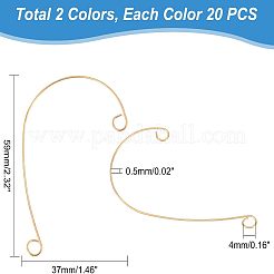 40個 2色 316ステンレススチール製イヤーカフ金具  クライマーラップアラウンド非ピアスイヤリングパーツ、2 つのループ  ゴールデン·ステンレス鋼色  59x37x0.5mm  穴：4mm  20個/カラー&nbsp;STAS-UN0037-75