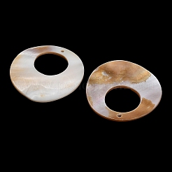 天然淡水シェルのペンダント  フラットラウンドのチャーム  貝殻色  40x1.5~3.5mm  穴：1.8mm&nbsp;SH-CBA93AD-14B