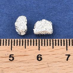 真鍮ビーズ  テクスチャ  ナゲット  銀  7x5x4.5mm  穴：1.4mm&nbsp;KK-H264-01S