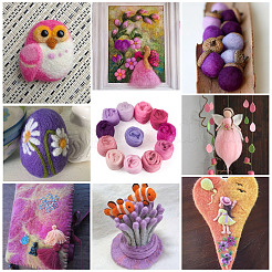 60G 12 Colors Needle Felting Wool Roving&nbsp;DIY-TA0012-85