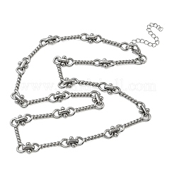 304 Stainless Steel Twisted Bar Link Chain Necklaces for Women Men&nbsp;NJEW-Z115-02P