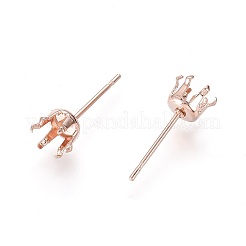 304ステンレススチールスタッドピアス金具  ローズゴールド  15x6mm  ピン：0.8mm&nbsp;X-STAS-D448-087RG-6mm