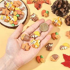 30 個 6 スタイル秋テーマ不透明樹脂カボション  漫画のカボション  混合図形  ミックスカラー  17.5~29.5x18~28.5x6~8.5mm  5個/スタイル&nbsp;CRES-YW0002-81