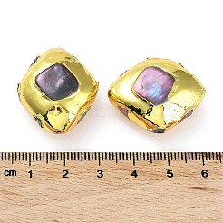 Rack Plating Brass Beads with Dyed Baroque Natural Keshi Pearl&nbsp;KK-K348-19G