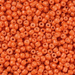 焼付塗装ガラスシードビーズ  レッドオレンジ  6/0  4~5x3~4mm  穴：1~2mm  約4500個/袋&nbsp;SEED-S003-K4