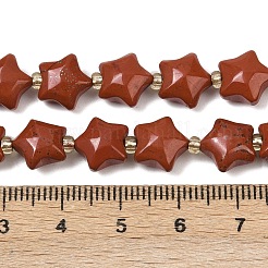 天然石レッドジャスパービーズ連売り  チャンキースター  シードビーズで  9~9.5x10x6mm  穴：0.8~0.9mm  約35個/連  14.72~15''（37.4~38.1センチメートル）&nbsp;G-Z080-A18-10mm