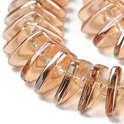 電気メッキガラスビーズセット  三角形  砂茶色  9x15.5~16x2.8~3mm  穴：1mm  約119~131個/連  24.21''~24.41''（61.5~62センチメートル）&nbsp;GLAA-K061-04A-PL02