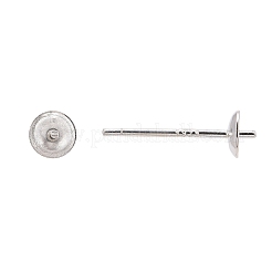 925スターリングシルバー製スタッドピアスパーツ  片穴パーツ用  スタンプ925個付き  銀  4mm  ピン：0.7mm&nbsp;STER-T002-181S