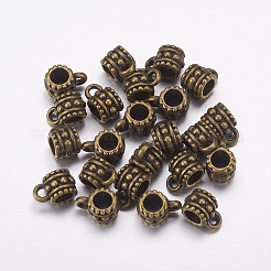 チベット風チャームベイル  保釈ビーズ  鉛フリーとニッケルフリー  コラム  アンティークブロンズ  7.2x6.5mm  穴：2.1mm  内径：4.3mm&nbsp;X-MAB644H-NF