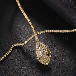 Snake Brass Crystal Rhinestone Lariat Necklaces for Women&nbsp;FS-WG9EF43-01