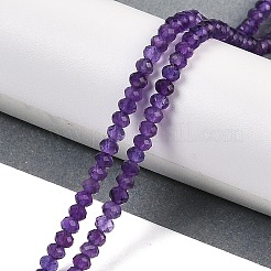 天然石アメジストビーズ連売り  多面カット  ロンデル  3x2mm  穴：0.8mm  約146個/連  15.35インチ（39cm）&nbsp;G-F778-A04-01