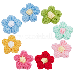 48個8色の手編みコットン装飾アクセサリー  花  ミックスカラー  39~40x41~42x6.5~7.5mm  6個/カラー&nbsp;DIY-CY0002-57A