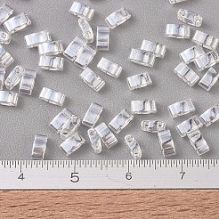 MIYUKIハーフティラビーズ  日本製シードビーズ  2の穴  （htl160)クリスタルの光沢  5x2.3x1.9mm  穴：0.8mm  約1250個/50g&nbsp;SEED-X0054-HTL160
