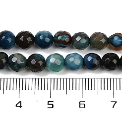 天然石瑪瑙ビーズ連売り  染め＆加熱  ラウンド  多面カット  マリンブルー  6mm  穴：1mm  約61~62個/連  14.09''~14.29''（35.8~36.3センチメートル）&nbsp;G-C082-A01-25