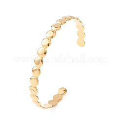 女性用 304 ステンレススチール オープンカフバングル  ゴールドカラー  ラウンド  1/4インチ（0.6cm）  内径：2-1/4x2インチ（5.75x5.05cm）&nbsp;BJEW-K293-01A-G