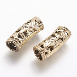 チベット風合金チューブビーズ  ライトゴールド  19x6mm  穴：4mm&nbsp;LS-PALLOY-F133-17KCG
