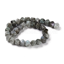 天然石ラブラドライトビーズ連売り  多面カット  ポリゴン  13~14x12~13x16mm  穴：1.2mm  約31個/連  15.75インチ（40cm）&nbsp;G-I194-46