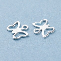ステンレススチールチャーム201個  蝶  銀  9x10x1mm  穴：1.2mm&nbsp;STAS-H436-44S