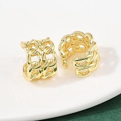真鍮カフイヤリング  C字型チェーンチャーム  ゴールドカラー  14.5x10.5mm&nbsp;LS-EJEW-C159-02G