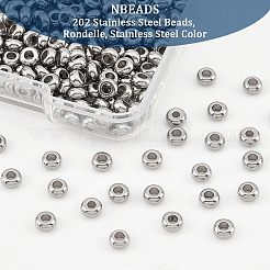 202ステンレスビーズ  ロンデル  ステンレス鋼色  4x2mm  穴：1.8mm  300個/箱&nbsp;STAS-NB0001-64A