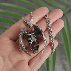 Punk Style Alloy Gothic Skeleton Angel Pendant Box Chain Necklaces for Men&nbsp;FS-WG22DE5-01