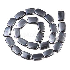 電気メッキ天然淡水シェルビーズ連売り  長方形  ブラック  15~16x10x3mm  穴：1mm  約26個/連  16.14インチ（41cm）&nbsp;SHEL-R049-027E