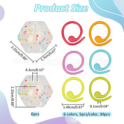 Hexagon with Polka Dot Pattern Food Grade Eco-Friendly Silicone Knitting Needle Stoppers&nbsp;DIY-NB0010-70