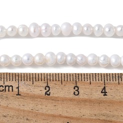 天然養殖淡水パールビーズ連売り  ポテト  図3a  フローラルホワイト  3.5~4mm  穴：0.7mm  約89~90個/連  13.74~13.86''（34.9~35.2センチメートル）&nbsp;PEAR-I007-07N-04A