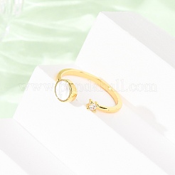 Brass Micro Pave Cubic Zirconia Cuff Rings for Women&nbsp;RJEW-K309-39E-G